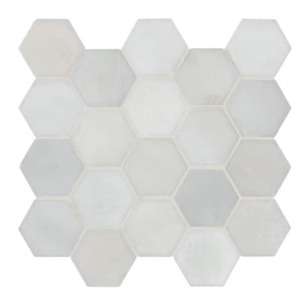 MSI Greecian White 3 in. Hexagon 12 in. x 12 in. Polished Marble Mesh-Mounted Floor and Wall Mosaic Tile (10.6 sq. ft./Case)