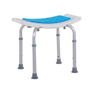 20.5 in. W Adjustable Height Aluminum Curved Bath Shower Stool in Blue with Anti-slip for Elderly, Injured & Pregnant