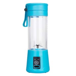 12.8 oz. Single Speed Blue Portable Handheld Blender with 6-Stainless Steel Blades