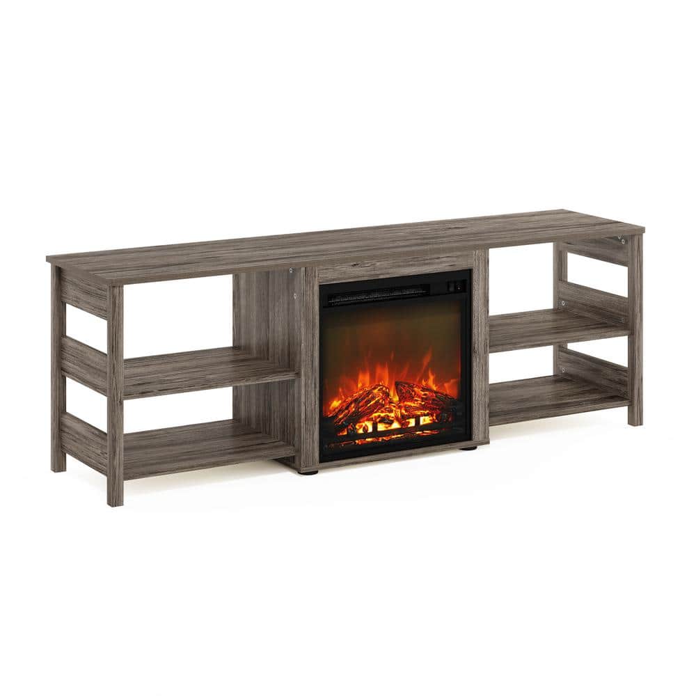 Rustic Oak 70 Inch TV Stand with Electric Fireplace
