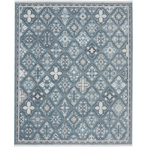 Lennox Blue/Grey 9 ft. x 12 ft. Bordered Transitional Area Rug