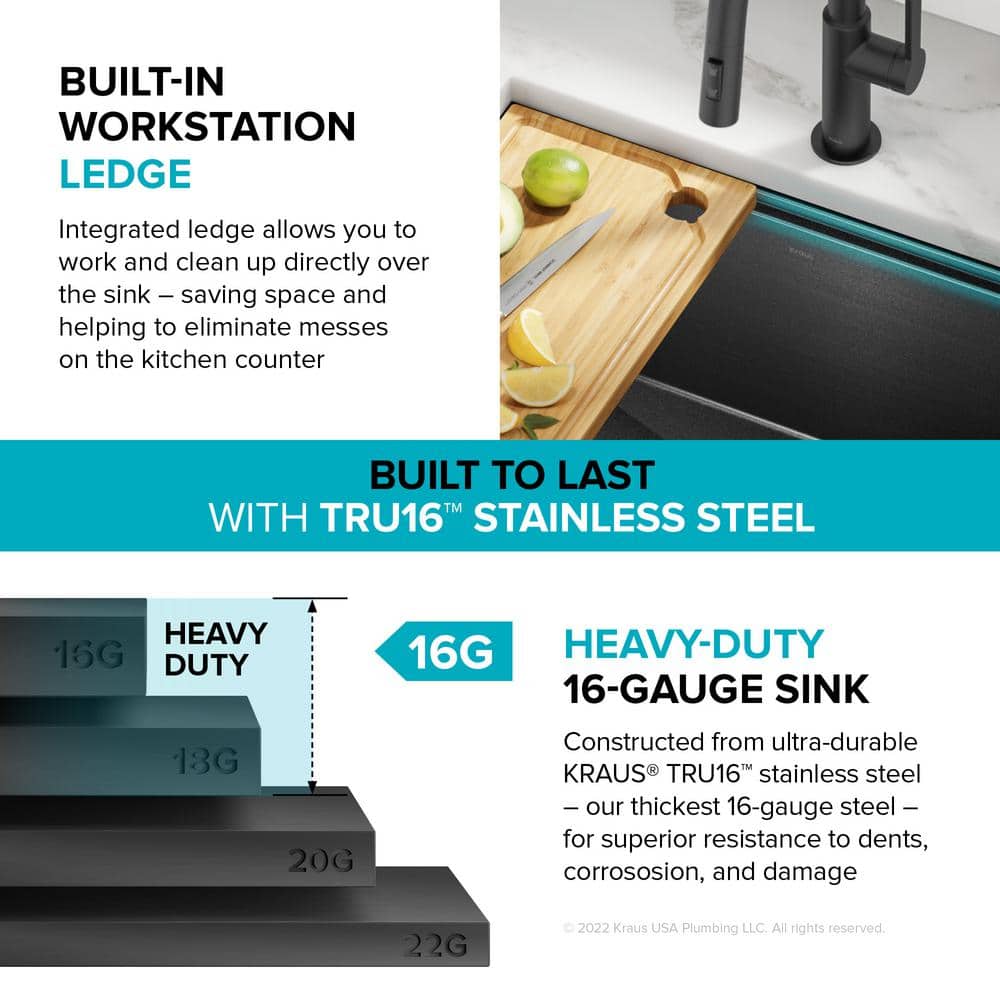 Kore 23" Black Stainless Steel Drop-In Single Bowl Kitchen Sink