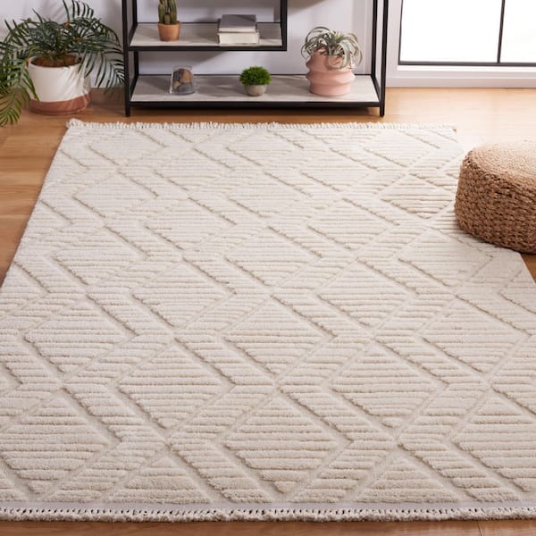 Urban 9 ft. x 12 ft. Ivory Diamond High-Low Area Rug
