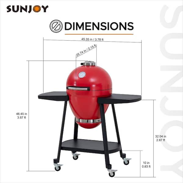 Sunjoy Portable 20 in. Outdoor Charcoal Egg Grill Red Kamado
