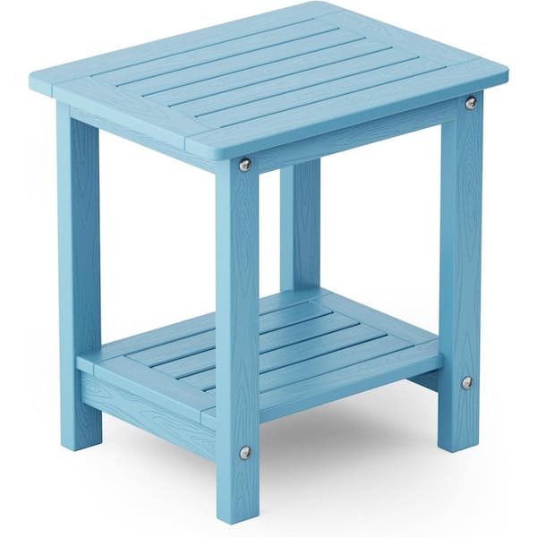 Mximu 16.73 in. H Blue Square Double Layer Plastic Adirondack Outdoor Side Table