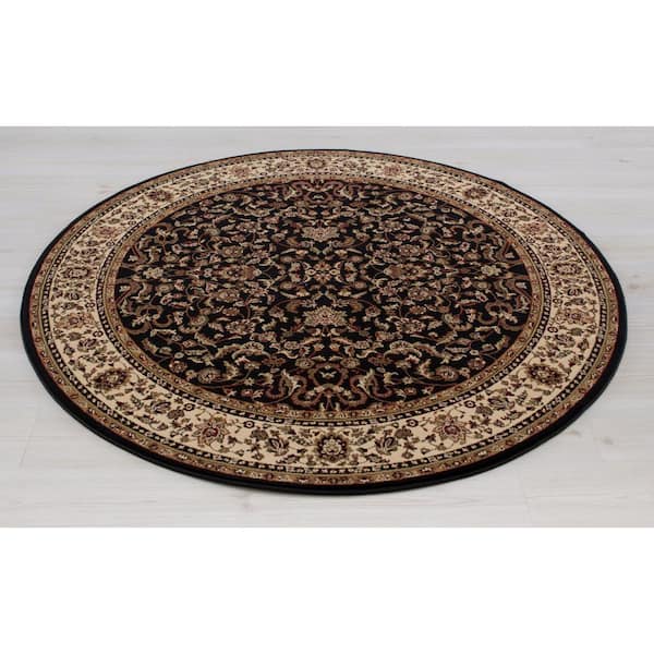 Persian Classics Kashan Black 5 ft. Round Area Rug