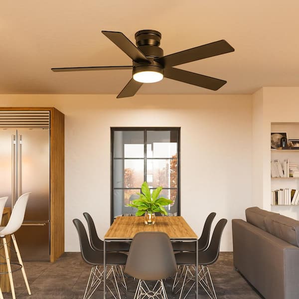 Propeller 42 in. Indoor Black Hugger Ceiling Fan with Color-Changing LED Light with Remote Control