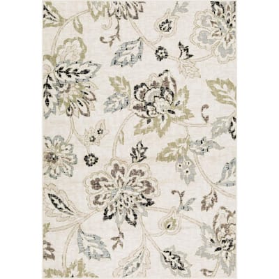 Maya Green Floral 8 ft. x 10 ft. Area Rug