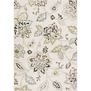 Maya Green Floral 4 ft. x 6 ft. Area Rug