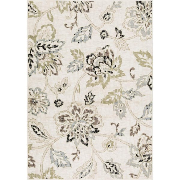 L'Baiet Maya Green Floral 4 ft. x 6 ft. Area Rug