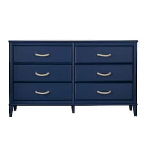 Sierra Ridge Mesa 6-Drawer Blue Dresser (31.5 in. H x 53.6 in. W x 19.1 in. D)