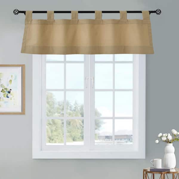Weathermate Tab Top Khaki Cotton Smooth 40 in. W x 15 in. L Tab Top Indoor Room Darkening Valance (1-Valance)