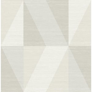 Winslow Bone White Geometric Faux Grasscloth Wallpaper Sample