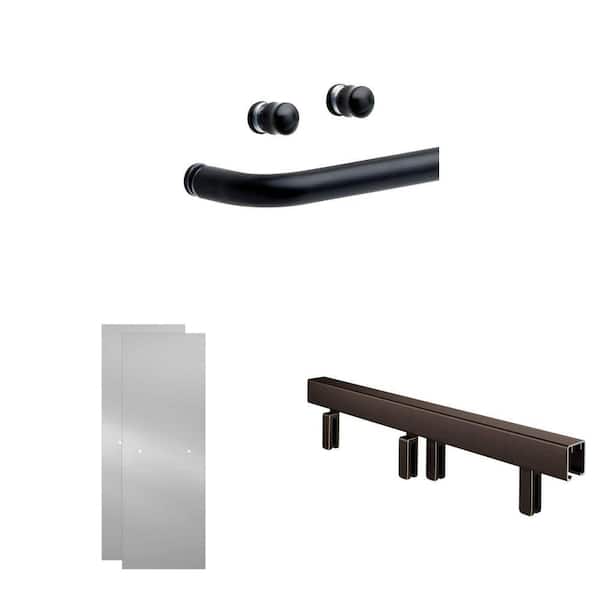 23 in. x 67 in. Sliding Shower Door Glass Panels, Bronze Hardware Kit and Oil Rubbed Bronze Handle Combo (3 Pieces)