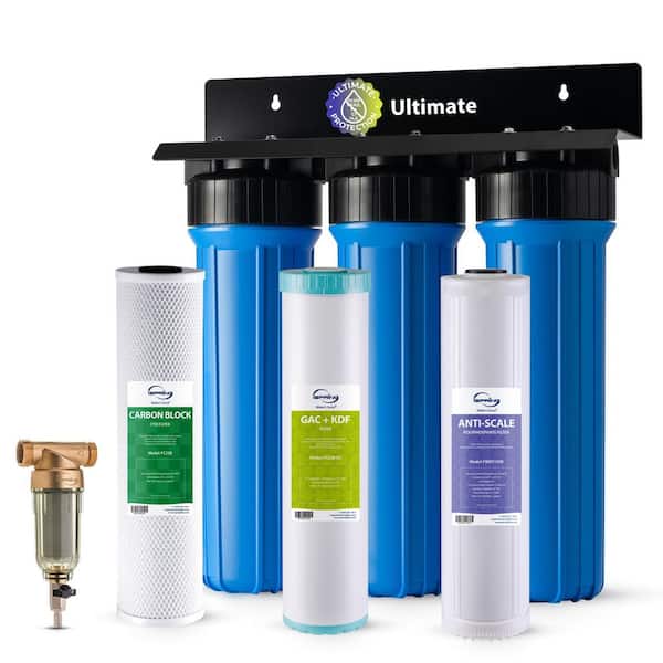 Whole House Water Filter System w/Spin Down Sediment Filter, Anti-Scale, GAC+KDF and Carbon Block