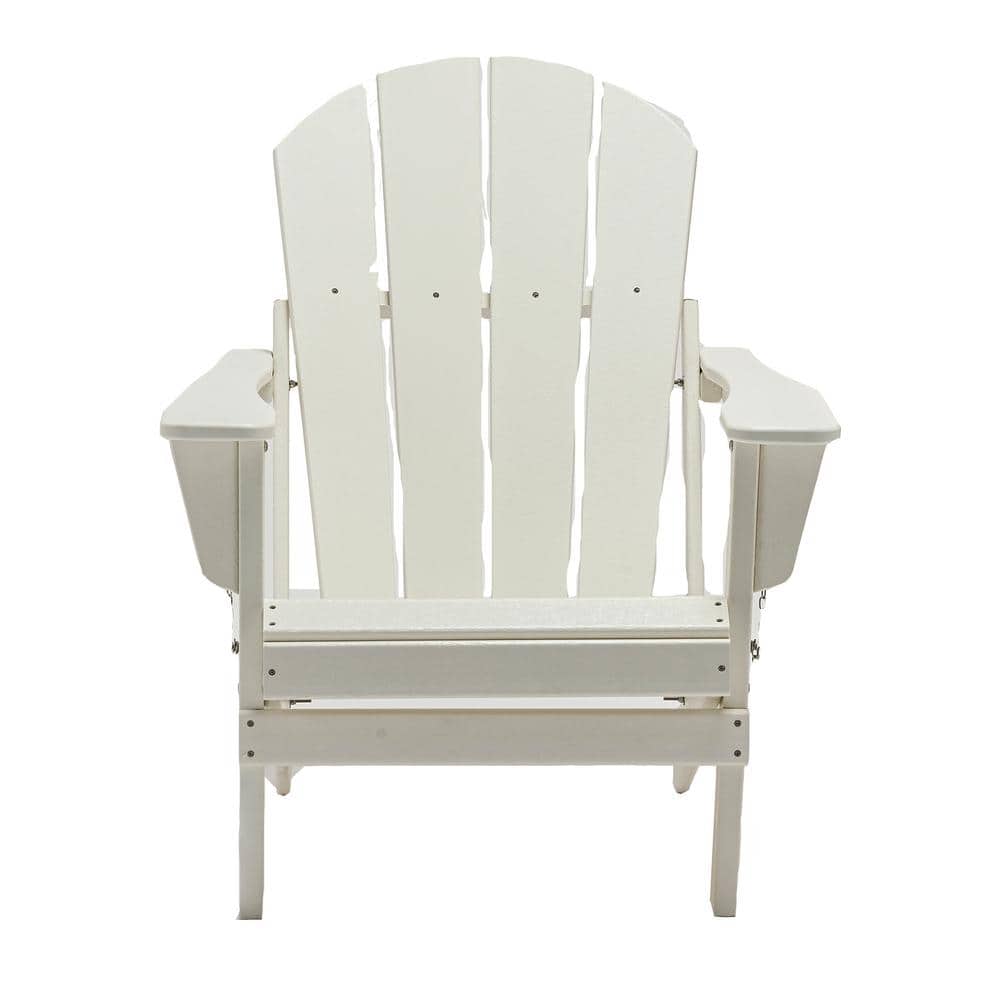Classic White Solid All-Weather Folding Plastic Adirondack Chair