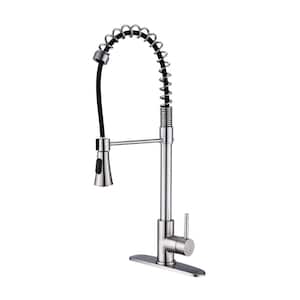 Single Handle Pull Down Sprayer Kitchen Faucet with Pull Out Spray Wand Stainless Steel Sink Faucets in Brushed Nickel