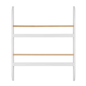 Steiner White Rounded Contemporary 2-Tier Kids Book or Magazine Storage Wall-Mount Bookcase Contrasting Wood-toned Rods