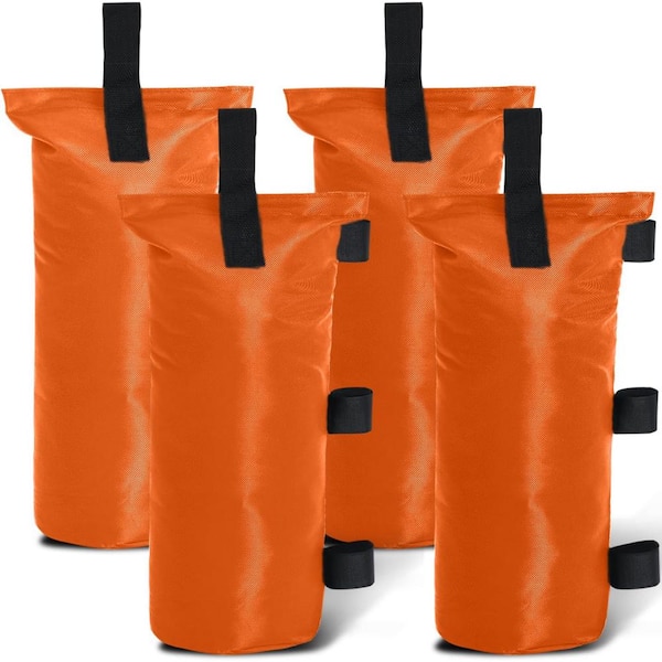 Angel Sar 112 lb. Orange Extra Large Canopy Sand Bags without Sand (4-Pack)