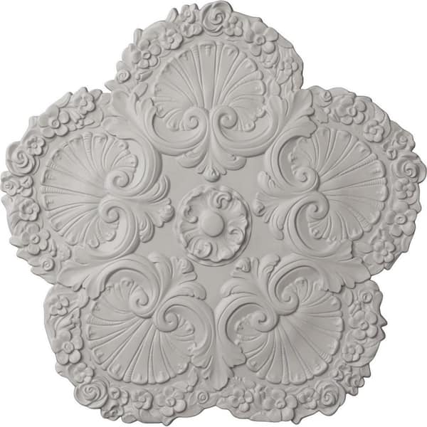 Ekena Millwork 25-5/8 in. x 1 in. Shell Urethane Ceiling, Ultra-Pure White