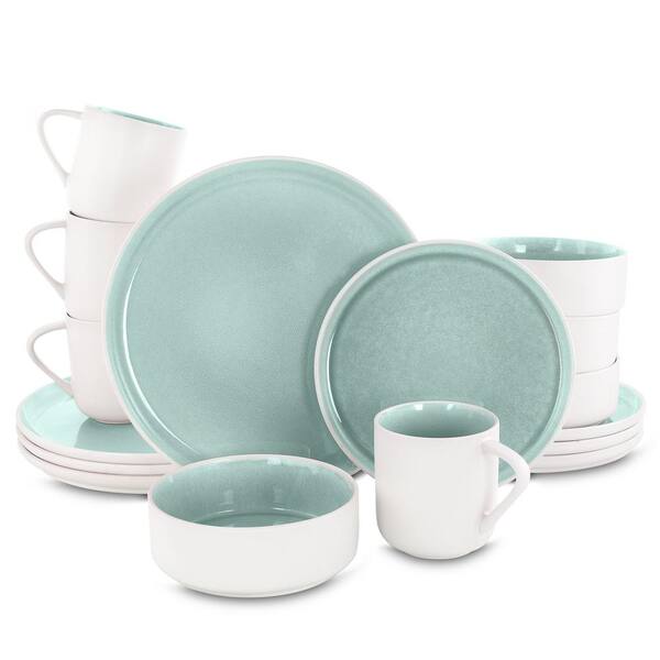 Gibson Global Edge 16-Piece Casual Light Green Stoneware Dinnerware Set (Service for 4)