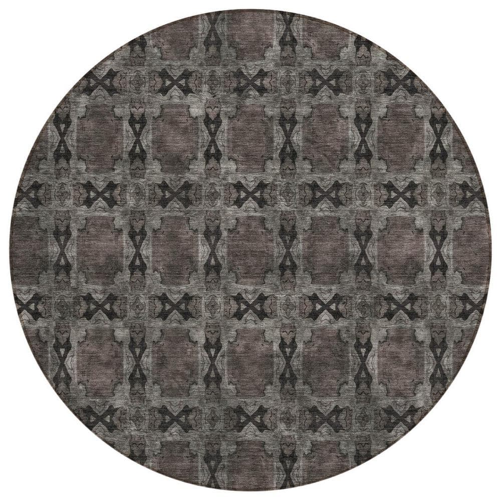Gray and Black 8 ft. Round Woven Floral;Medallion Round Indoor/Outdoor Area Rug price history on PriceWatchPro