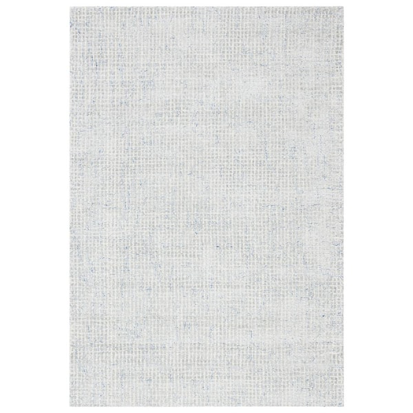 Abstract Silver/Blue 9 ft. x 12 ft. Solid Area Rug