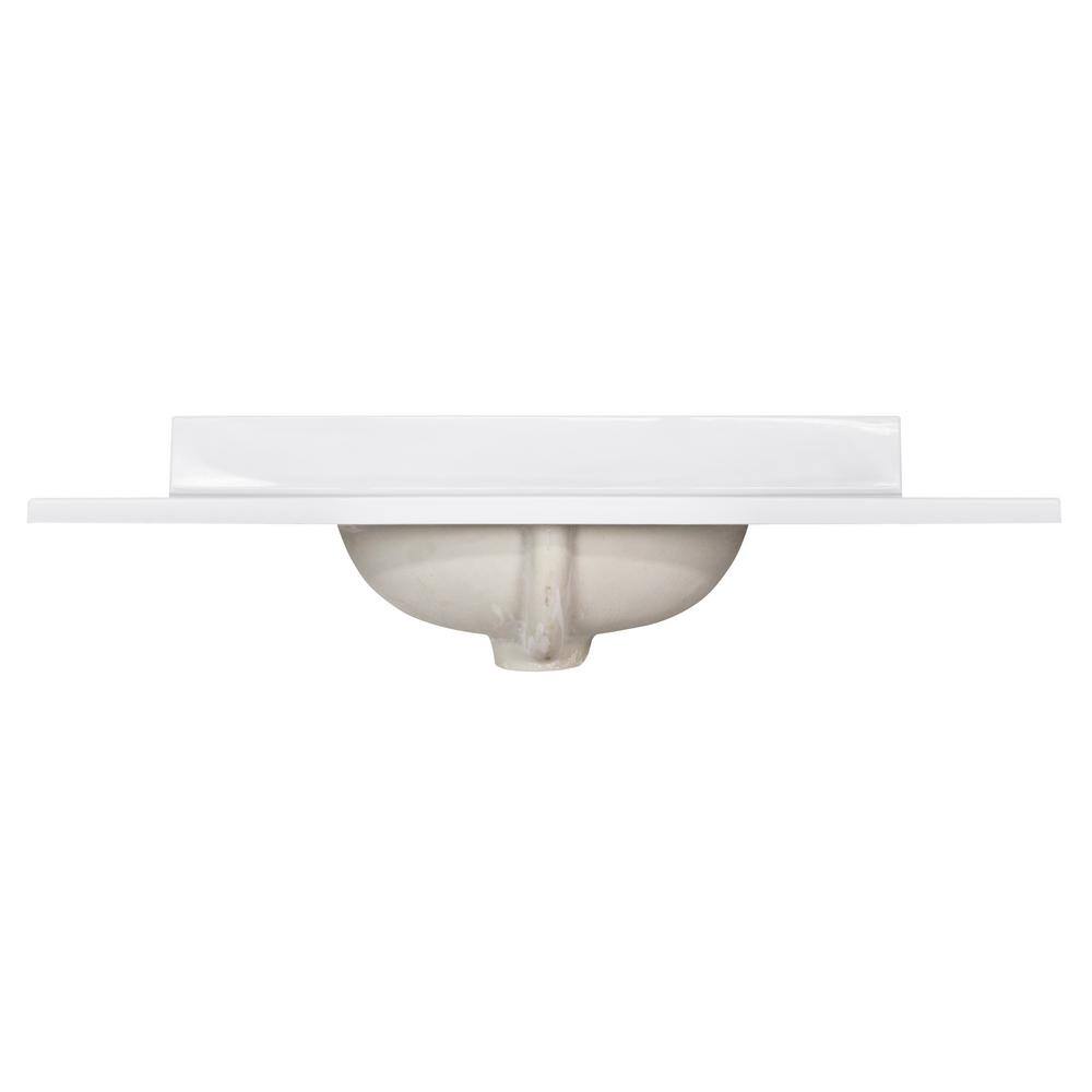 Solid White 37-Inch Cultured Marble Vanity Top with Integrated Backsplash