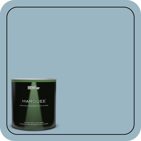 BEHR MARQUEE 1 qt. #S470-3 Peaceful Blue Semi-Gloss Enamel Exterior Paint & Primer