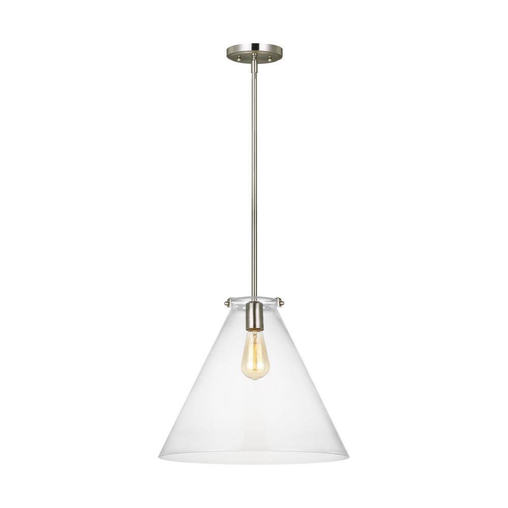 Kate Collection Brushed Nickel Clear Glass Pendant Light