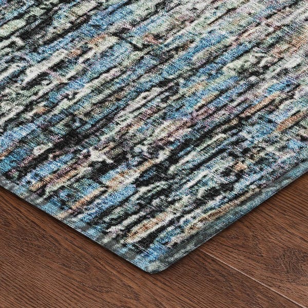Mayfield Premium Machine Washable Abstract AMF2439 Black 9 ft. x 12 ft. Area Rug