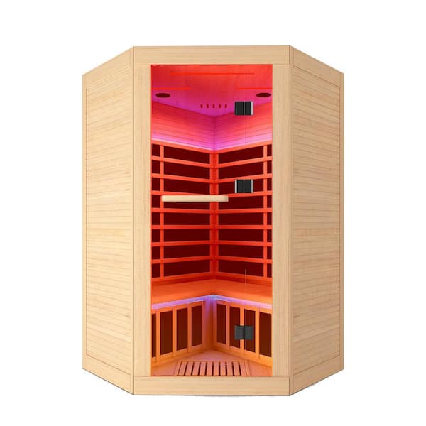 Hemlock 2-Person Far Infrared Sauna with 9-Heating Panels, Key Control, Bluetooth Audio, and LED Lighting