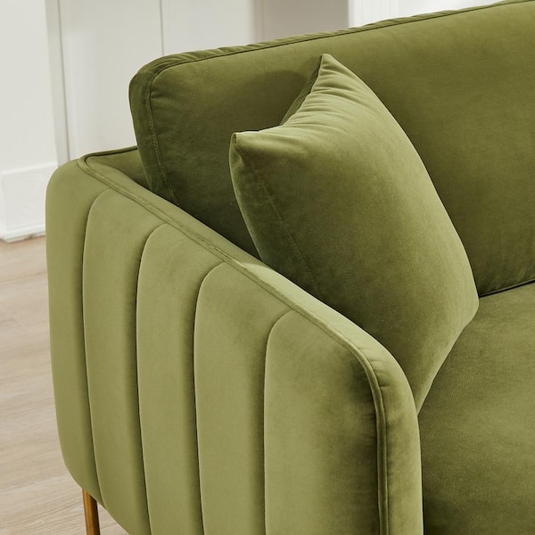 Buy Amaya 3 Seater Sofa (Velvet, Dark Olive Green) at 35% OFF Online