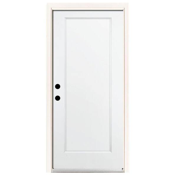 Steves & Sons Premium 1-Panel Primed White Steel Prehung Front Door with Brickmold-DISCONTINUED