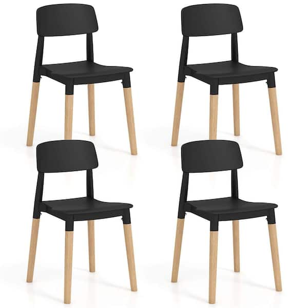 Costway Black Beech Ergonomic Dining Chairs Set of 4