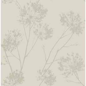 Champagne Glass Beaded Wild Grass Paper Unpasted Nonwoven Wallpaper Roll 57.5 sq. ft.