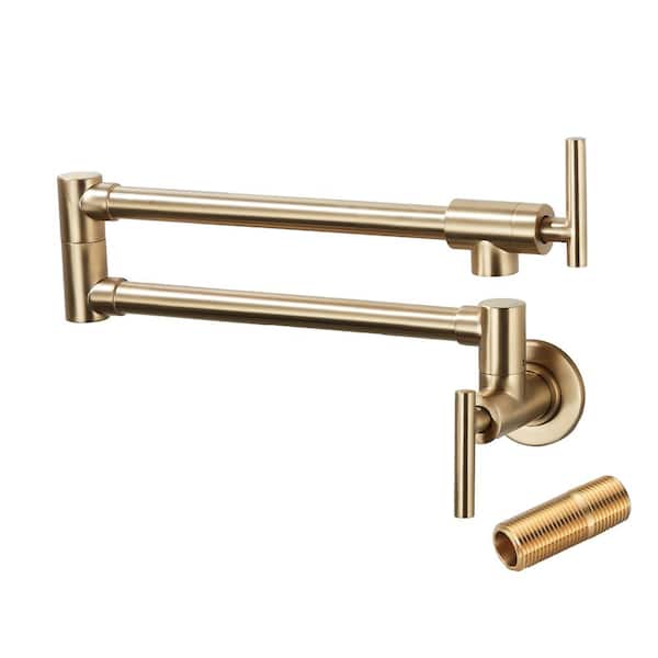 Stainless 2-Handle Wall Mounted Pot Filler in Gold