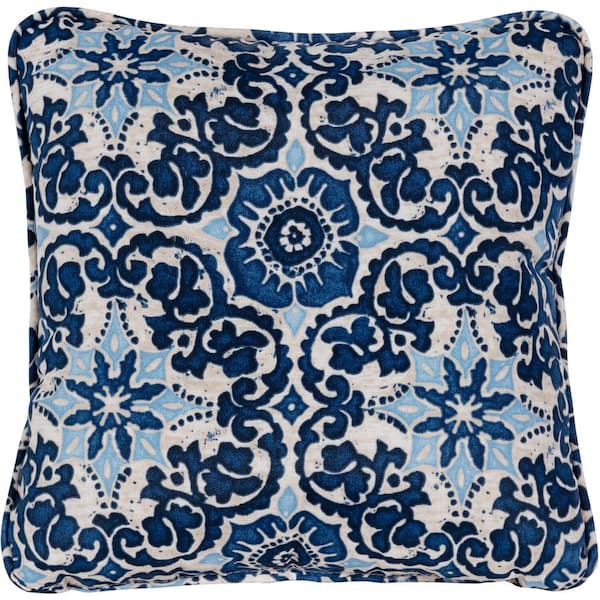 Hanover Medallion Navy Blue Indoor or Outdoor Throw Pillow