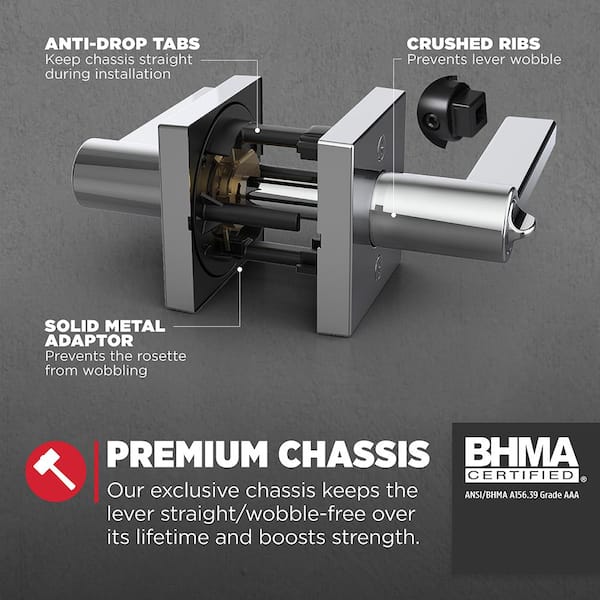 Kwikset Halifax Square Polished Chrome Keyed Entry Door Handle