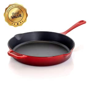 12 in. Cast Iron Nonstick Skillet in Red