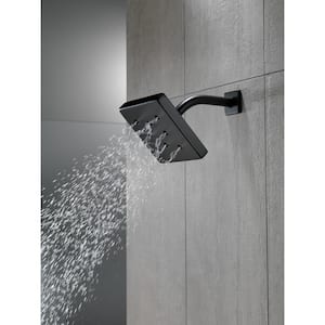 2-Spray Patterns 1.75 GPM 6 in. Wall Mount Fixed Shower Head with H2Okinetic in Matte Black