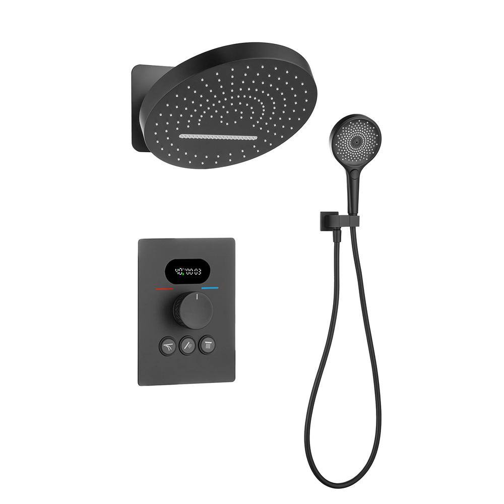 Single Handle 3-Spray Shower Faucet 4.76 GPM Thermostatic Shower System with Anti Scald and Shower Head in. Matte Black price history on PriceWatchPro