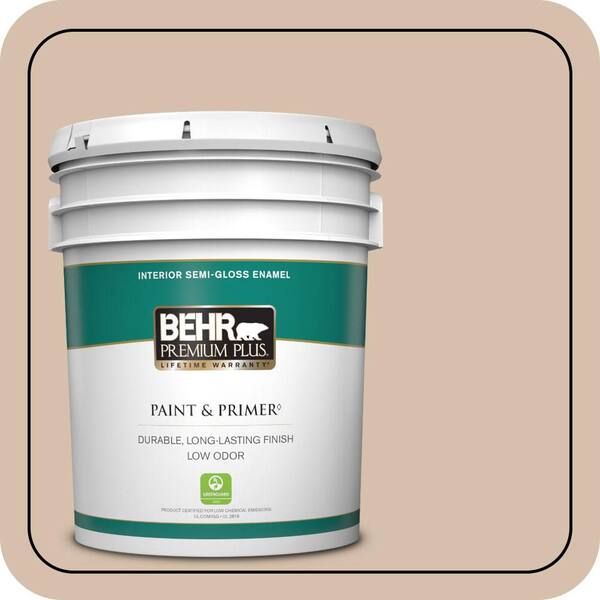 BEHR PREMIUM PLUS 5 gal. #ICC-42 Comforting Semi-Gloss Enamel Low Odor Interior Paint & Primer