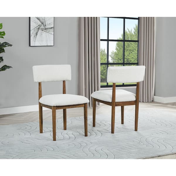 Best Master Furniture Haven Light Oak Boucle Dining Chairs (Set of 2)
