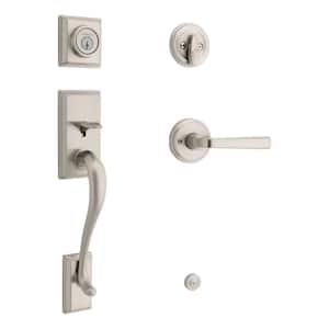 Hawthorne Single Cylinder Door Handleset w/Trafford Lever featuring SmartKey Security in Satin Nickel