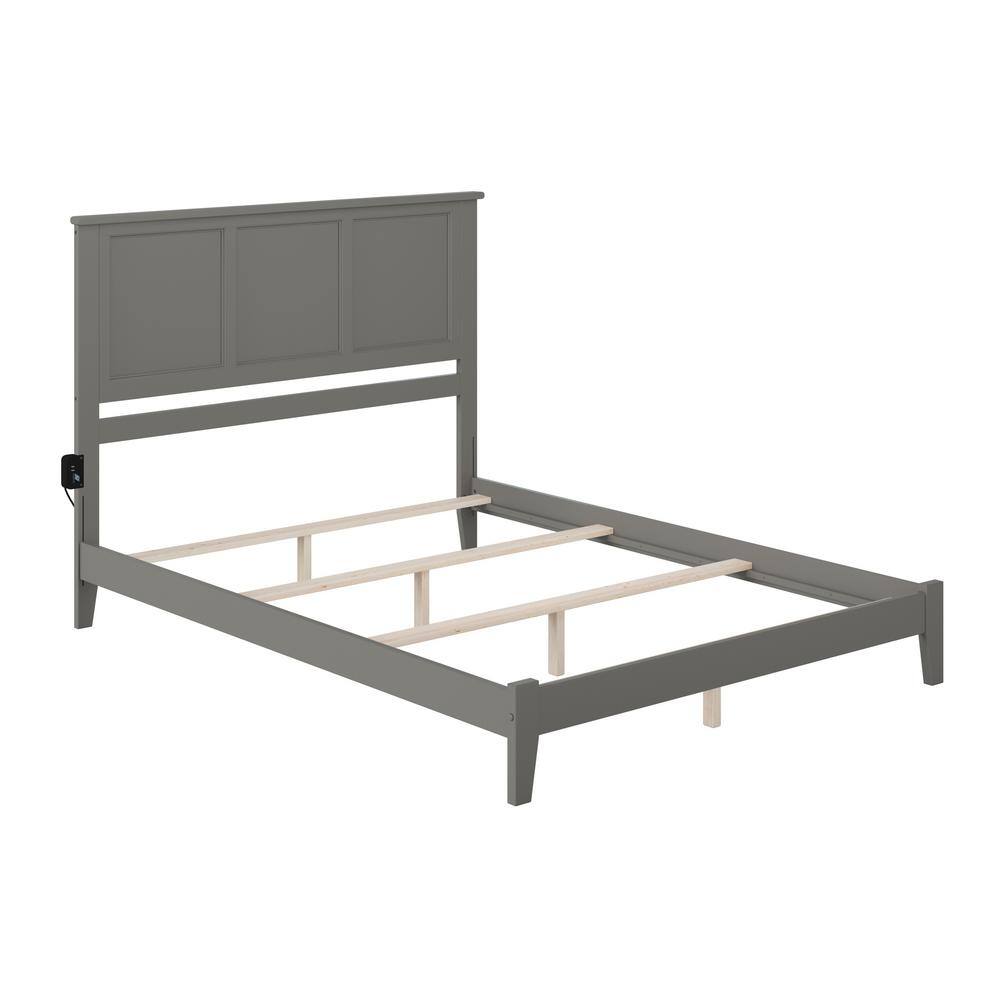 Madison Queen Size Grey Upholstered Wood Frame Bed with Drawers