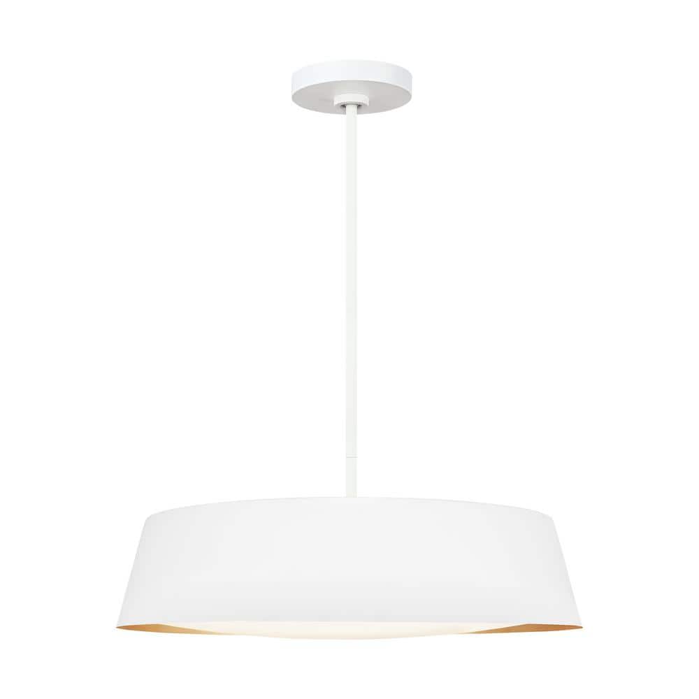 Matte White Glass Drum Pendant Light with Silk Shade
