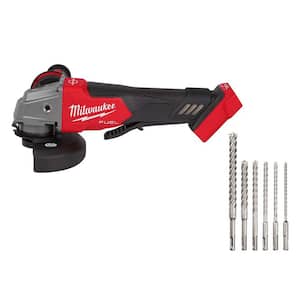 M18 FUEL 18V Lithium-Ion Brushless Cordless 4-1/2 in./5 in. Grinder w/Paddle Switch (Tool-Only) with Drill Bit Set