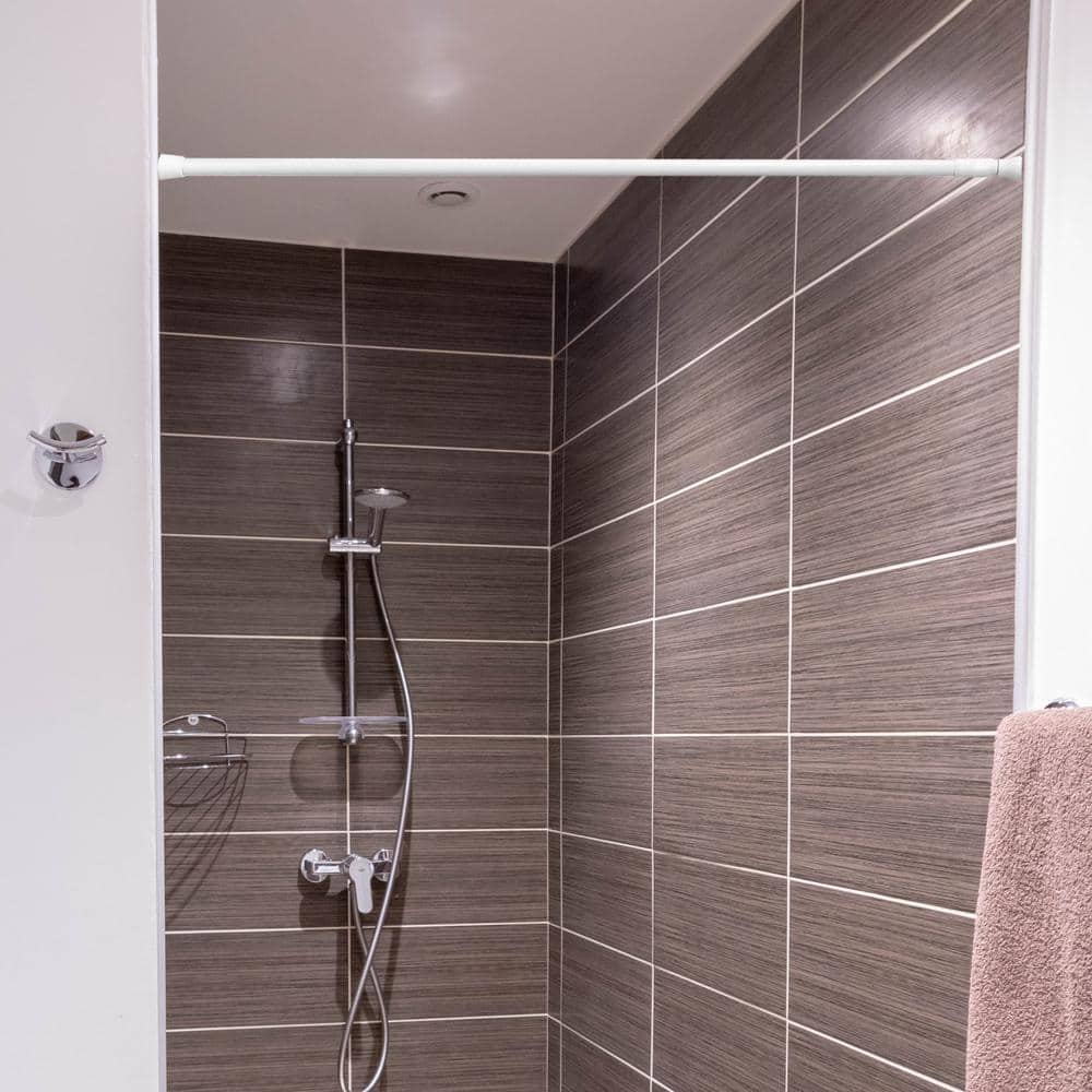 Adjustable White Tension Shower Curtain Rod, 43-79 Inches