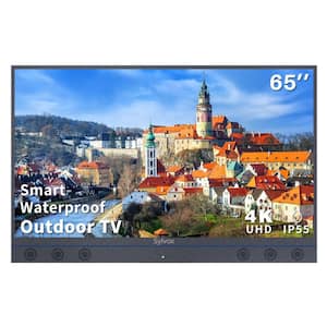 65 in. Outdoor TV, All-in-one Android Smart HDTV with Audio System 4K UHD1000 Nits Partial Sun Outdoor Television IP55